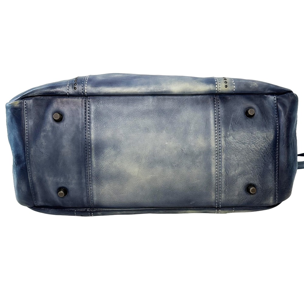 OLD TREND Distressed Vintage Look Leather Tote Shoulder Bag • blue • boho chic - Picture 8 of 13